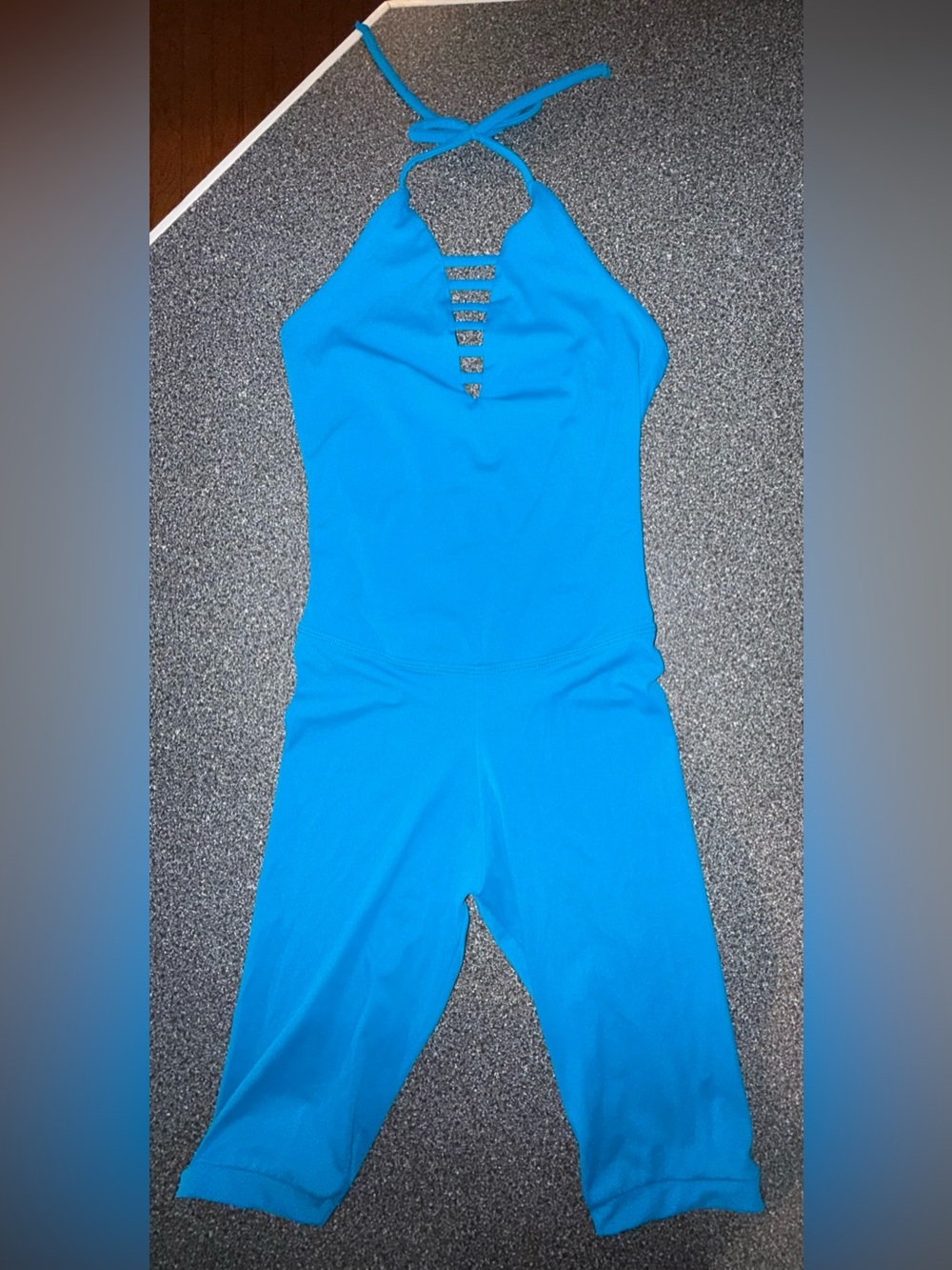 2nd Skin Dance Jumpsuit/Unitard Bright Blue Halter Size Child Medium